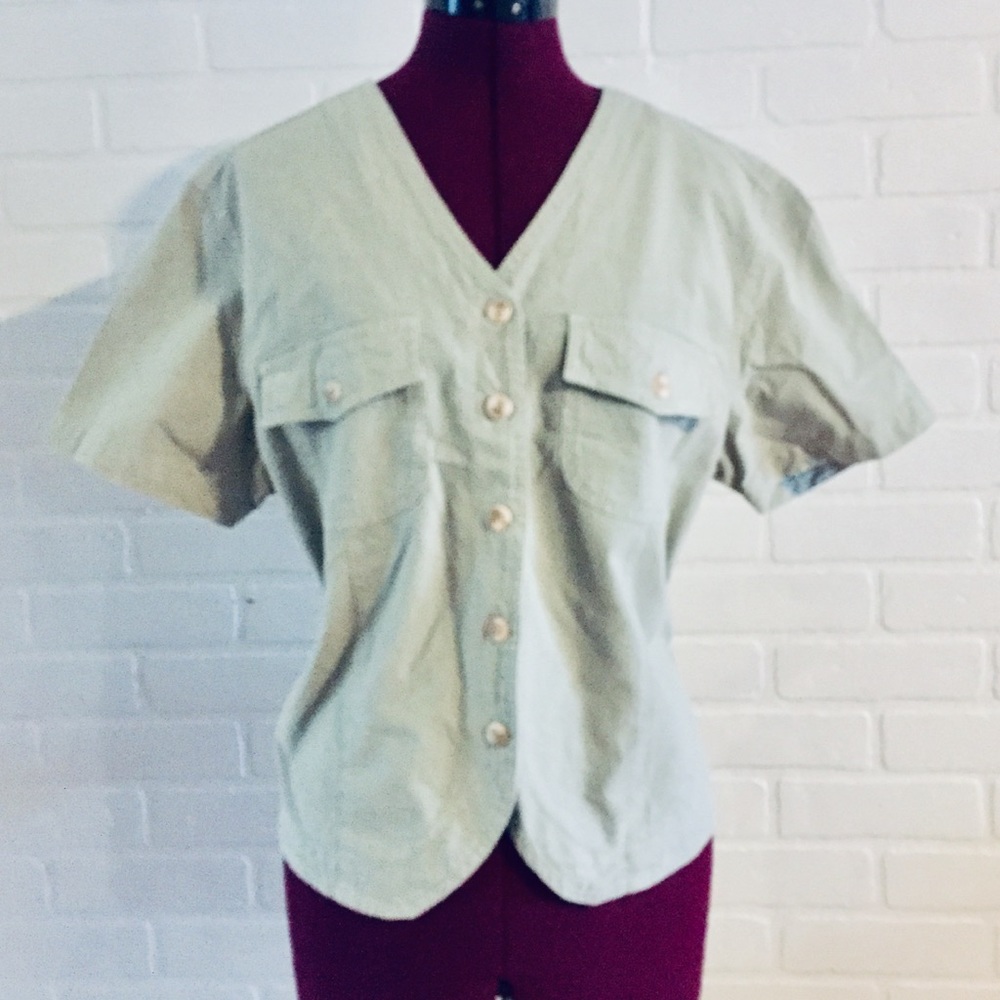 90s Khaki Top Cotton by size M L by Erica NWT